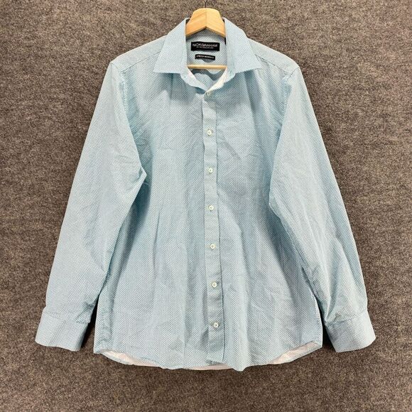 Nick Graham Shirt Men M Medium Blue Geometric Button Up Stretch Modern Fit - Picture 1 of 9